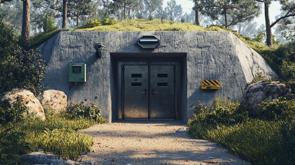 Moderner Familienbunker mit Schutzausrüstung